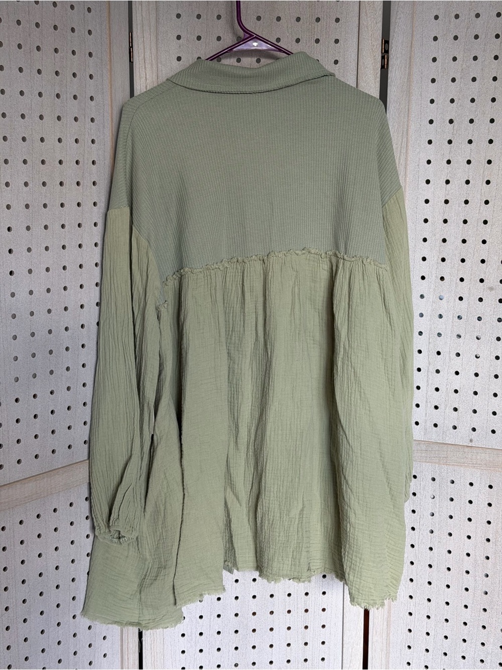 Three Bird Nest Sage Green Casual Button-Down Shirt Dress - Picture 6 of 9